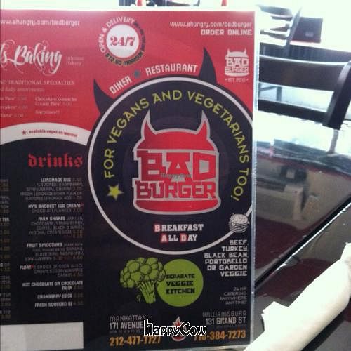 menu cover at BAD Burger in Brooklyn