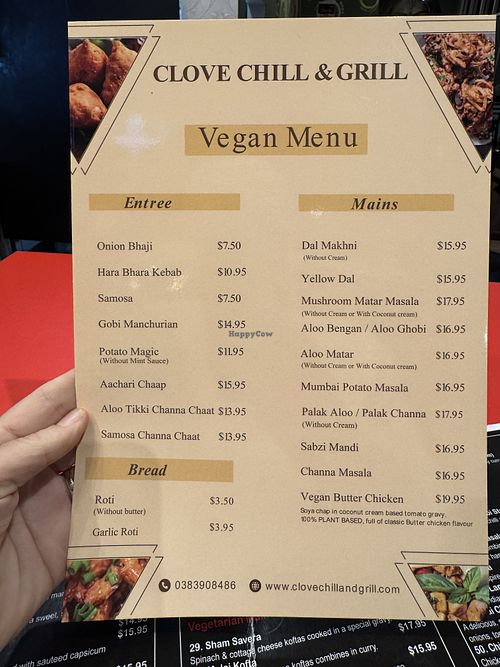 Vegan options   at Clove Chill And Grill in Taylors Hill