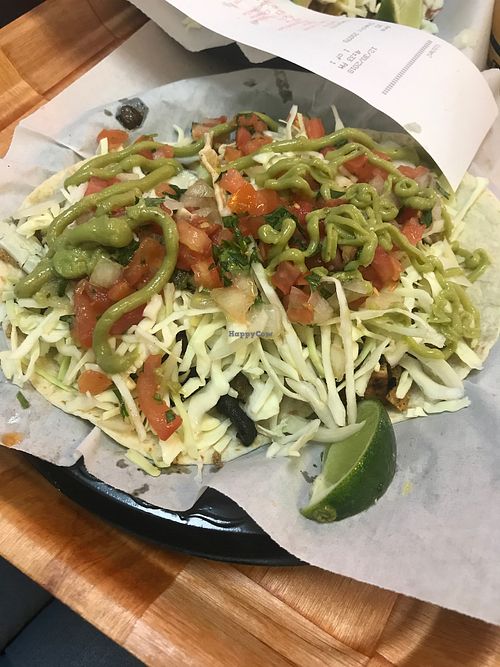 Portobello mushroom and tofu soft tacos with cabbage and guacamole  at Taco Bus in St Petersburg