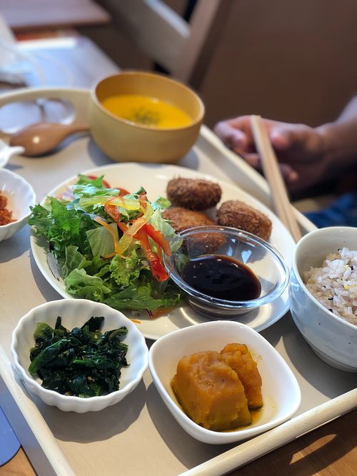 Soy meat cutlet lunch set. at Soy Cafe Soyyuu - 大豆カフェそいゆう in Kyoto