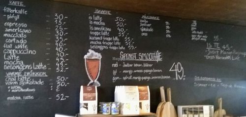 Menue at Kardemomme Kaffibar in Forde