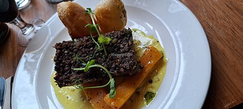 Haggis, neeps and tatties (specifiy vegan so they change the pastry) at David Bann Restaurant in Edinburgh