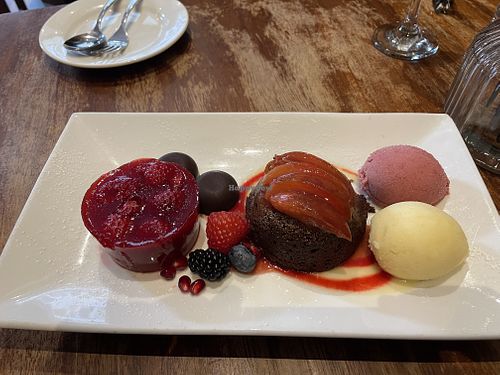 Vegan dessert plate  at David Bann Restaurant in Edinburgh