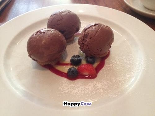 Chocolate ice cream. Their only vegan dessert. at David Bann Restaurant in Edinburgh