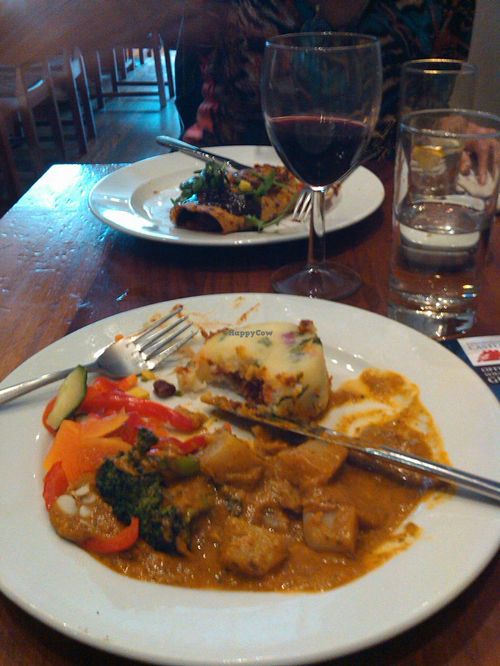 Healthy, tasty, varied, but expensive. A place for a night out or a treat. good wine available. at David Bann Restaurant in Edinburgh