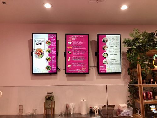 Menu board  at Kailani Poke Bowl in Brownsville