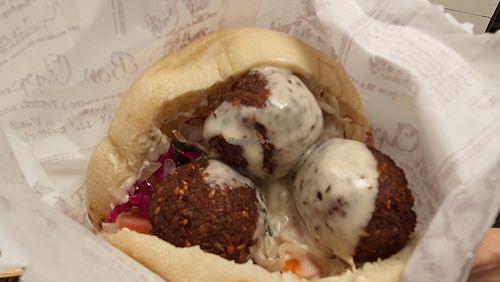 Falafel at Falafel Sumsum in Tel Aviv