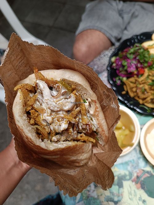 Shawarma in Pita bread at Falafel Sumsum in Tel Aviv