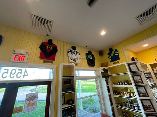 Horse racing paraphernalia inside the cafe at Windy Corner Market and Restaurant in Lexington