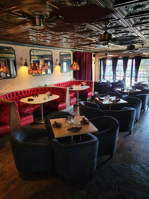 Inside seating at Avant Garden Bistro in Los Angeles