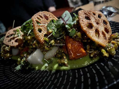 Carrots dish by Chef Sarah - with lotus, caraway and pistachio   at Avant Garden Bistro in Los Angeles