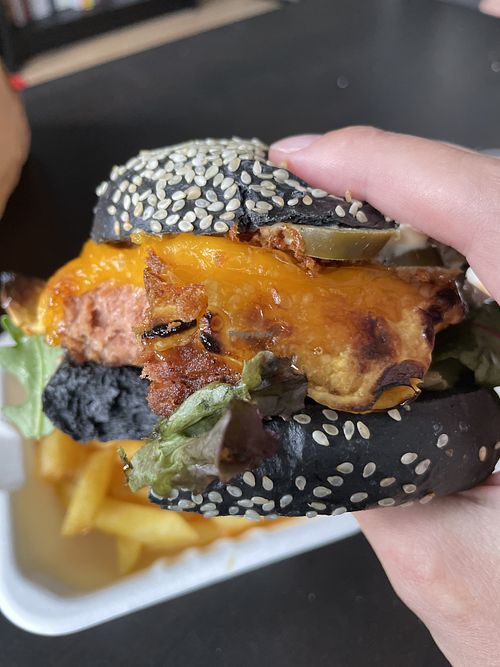 Royal melt with huge burger patty  at Vegan Burger Brothers in Breda