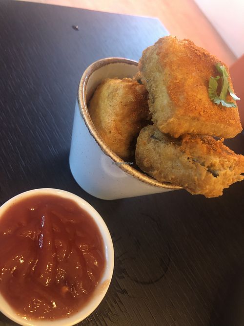 Vegan fish pakora   at Veggiemaster  in Nottingham