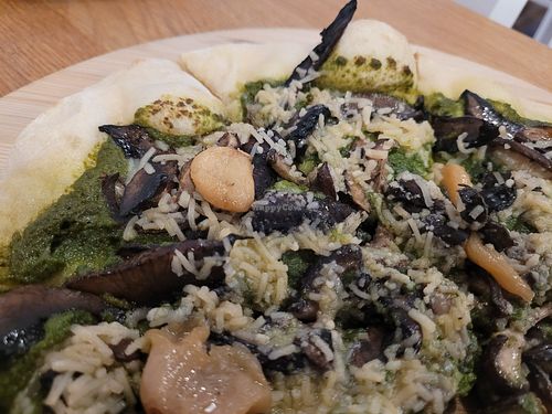 Mushroom pesto pizza at Belse Restaurant NYC in New York City
