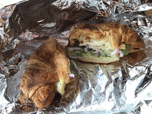 breakfast sandwich w vegan cheese  at Collegetown Bagels in Ithaca