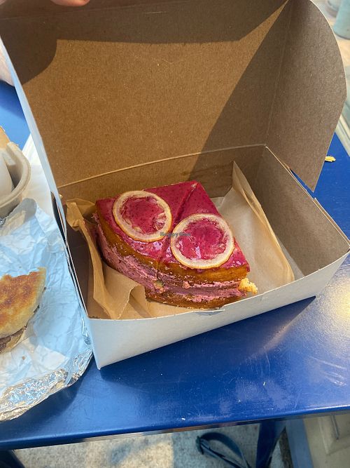 Impossible bfast sandwich was awesome, yummy blueberry lemon vegan cakes when i went!  at Cellar Door in Lawrence