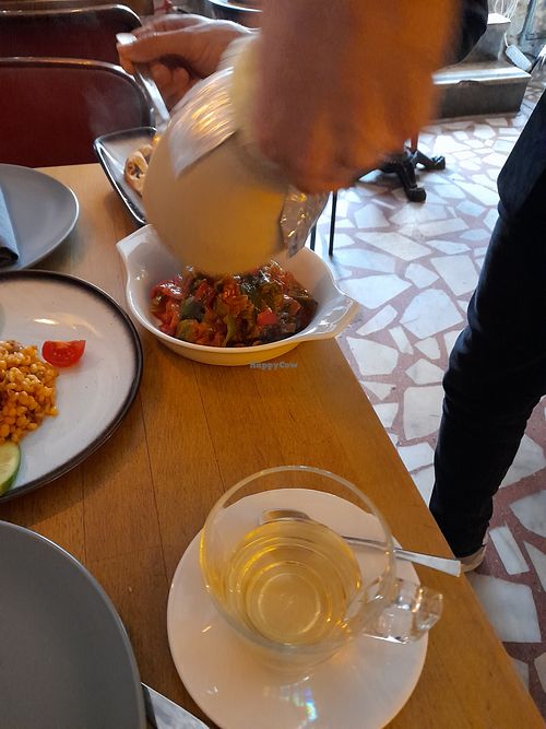 flambé eggplant dish at Arch Bistro in Istanbul