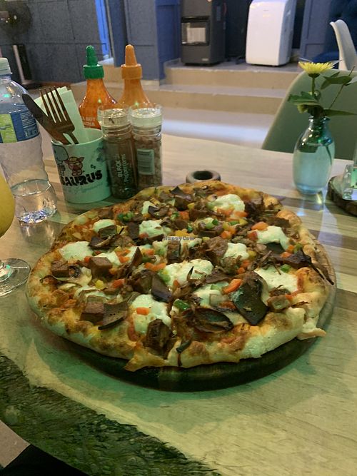 Meat lovers pizza vegan  at Pizzasaurus in Cape Town