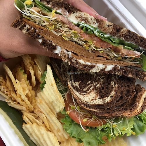 The classic VTLS - vegan tomato, lettuce, and seitan. Very good! at Glen Mountain Market Deli in Watkins Glen