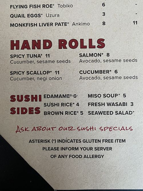 Hand rolls   at Mac's Fish House in Provincetown
