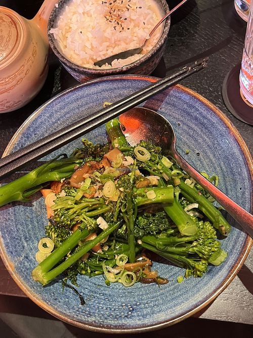 Broccoli and mushroom dish   at Drgnfly in Poole