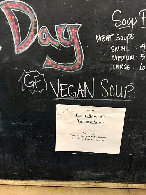 Vegan soup menu at Natural Living Center in Bangor