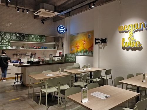 Restaurant interior at VeganBliss 蔬福 in Central Singapore
