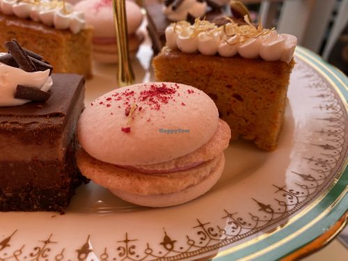 Vegan raspberry macaron   at Neverland Tea Cottage in Naramata