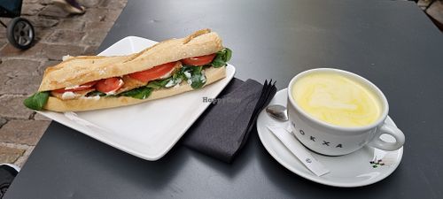 sandwich and golden milk. at Zoi Café in Lyon
