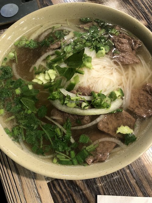 “Beef” pho (vegan imitation meat)   at Pho 21 Noodle- Grill and Vegan House in Canoga Park