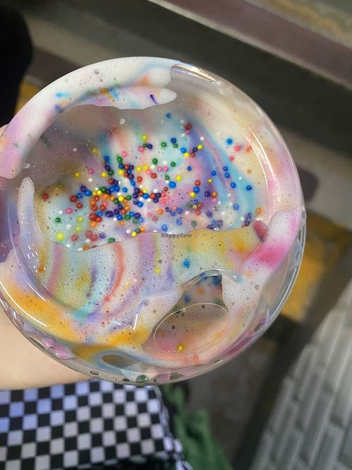 Pride special cold brew with oatmilk foam  at Vida Coffee in Reno