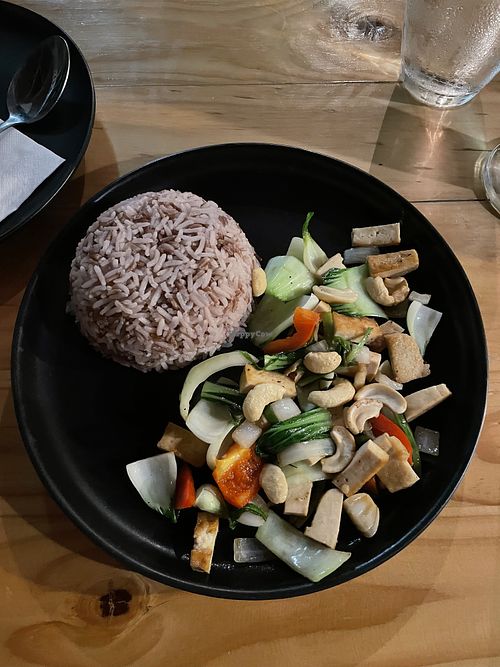 Tofu stir fry with cashews  at Vegan Meals in Chiang Mai