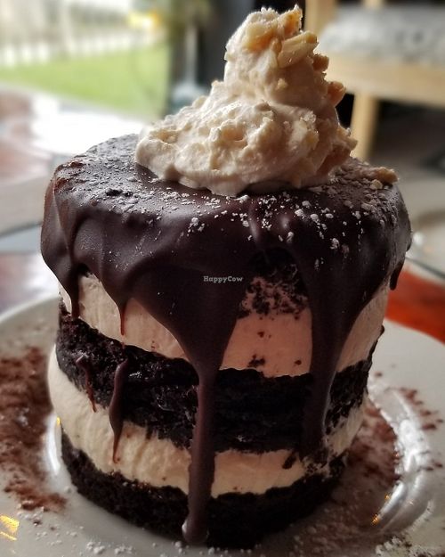 Vegan chocolate peanut butter mousse tower at The Witches Brew in West Hempstead