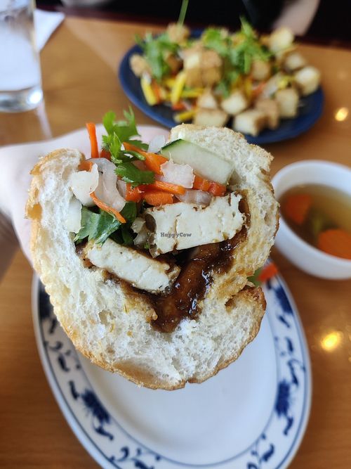 Lemongrass tofu banh mi without mayo. Yummy! at The Monkey Bridge in Seattle