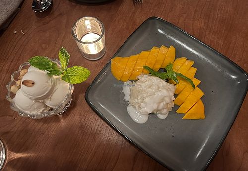 Mango sticky rice and coconut ice cream  at Pusadee's Garden in Pittsburgh