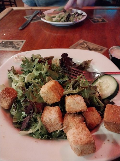 Side salad. Croutons may have had butter on them. at Buzzard Billy's in La Crosse