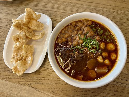 Boat noodles soup set  at CANES Vegan Casual Dining Restaurant & Grocery Store in Bangkok