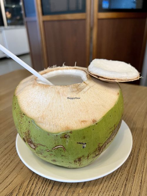 Fresh coconut   at CANES Vegan Casual Dining Restaurant & Grocery Store in Bangkok
