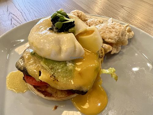 That runny “egg”  at CANES Vegan Casual Dining Restaurant & Grocery Store in Bangkok