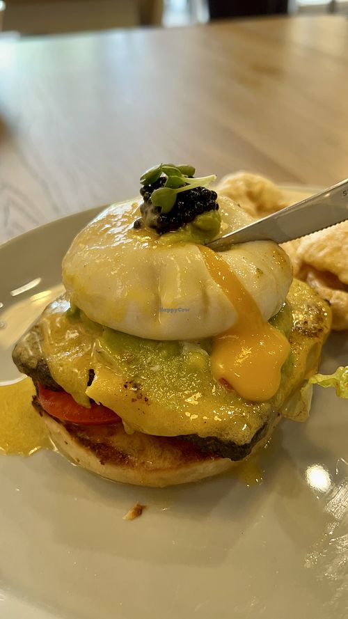 Benedict burger  at CANES Vegan Casual Dining Restaurant & Grocery Store in Bangkok