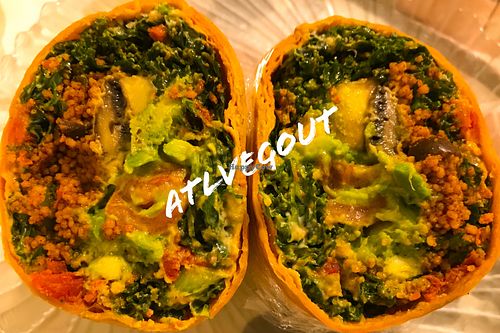 Spicy kale wrap with couscous and mushrooms  at Tassili's Raw Reality in Atlanta