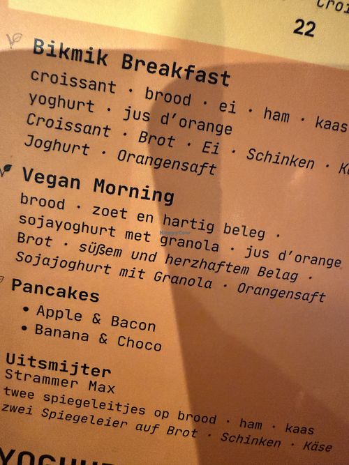 menu  at Bikmik in Venlo