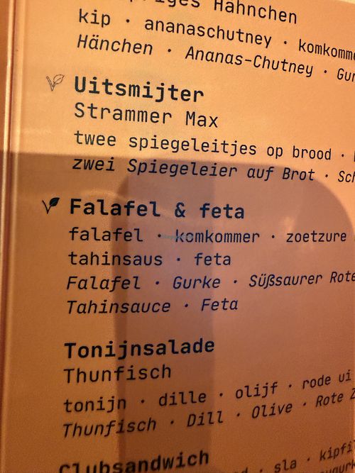 menu  at Bikmik in Venlo