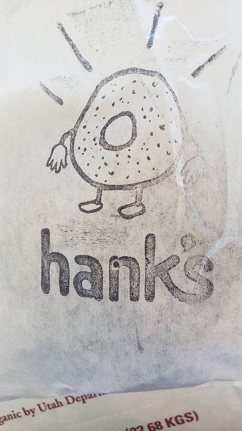 Logo at Hank's Bagels in Sherman Oaks