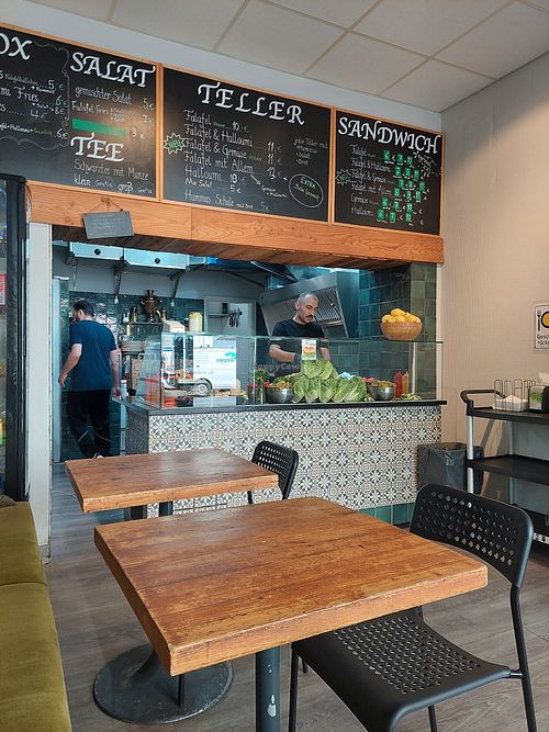 Inside at Sam's Falafel in Munich