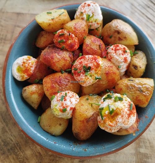 Potatoes bravas with paprika! at Velada in Barcelona