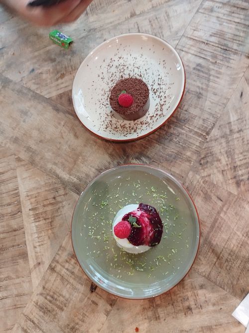 Panna Cotta and chocolate cheesecake at Velada in Barcelona