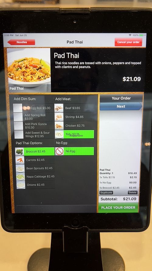 Veganize your order on the tablet  at EWR - Wabi Sabi - TC in Newark