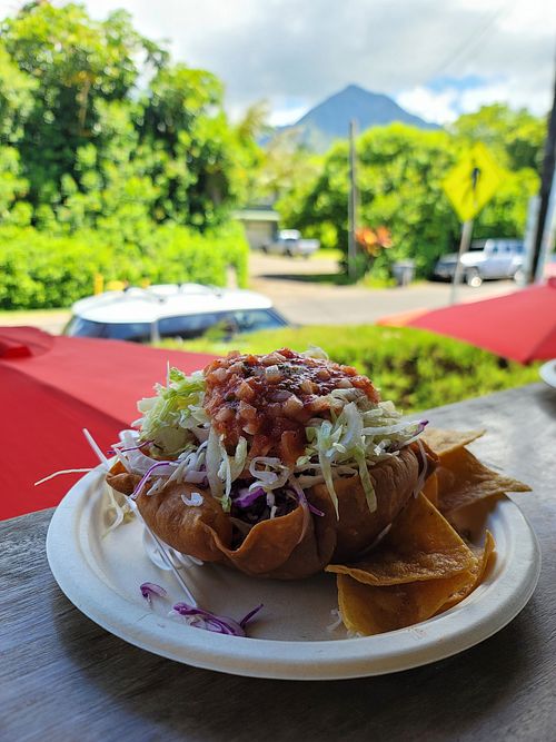 Vegi taco salad at Tropical Taco in Hanalei