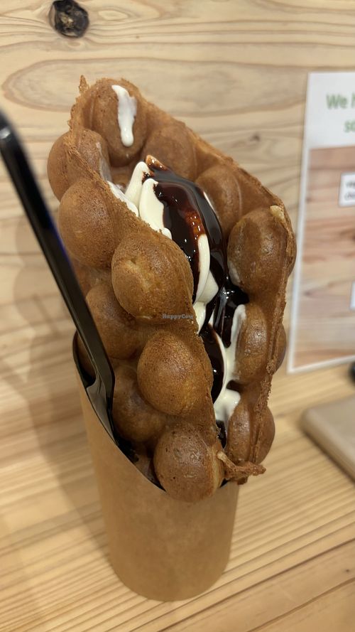 Soft serve with wafflees  at Soy Stories in Fukuoka